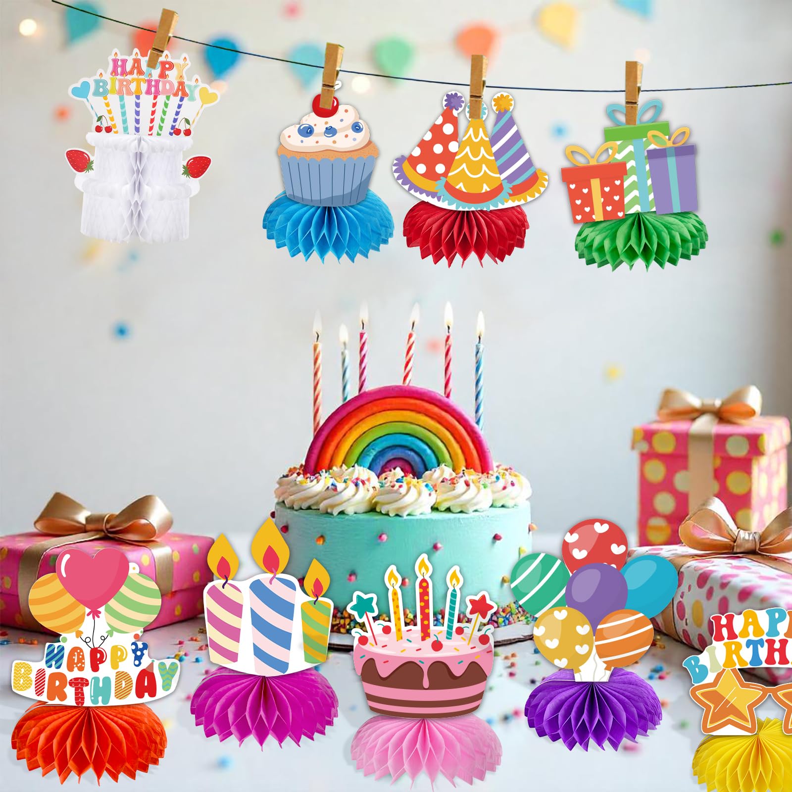 Kockuu candle honeycomb centerpiece elevates birthday table ambiance
