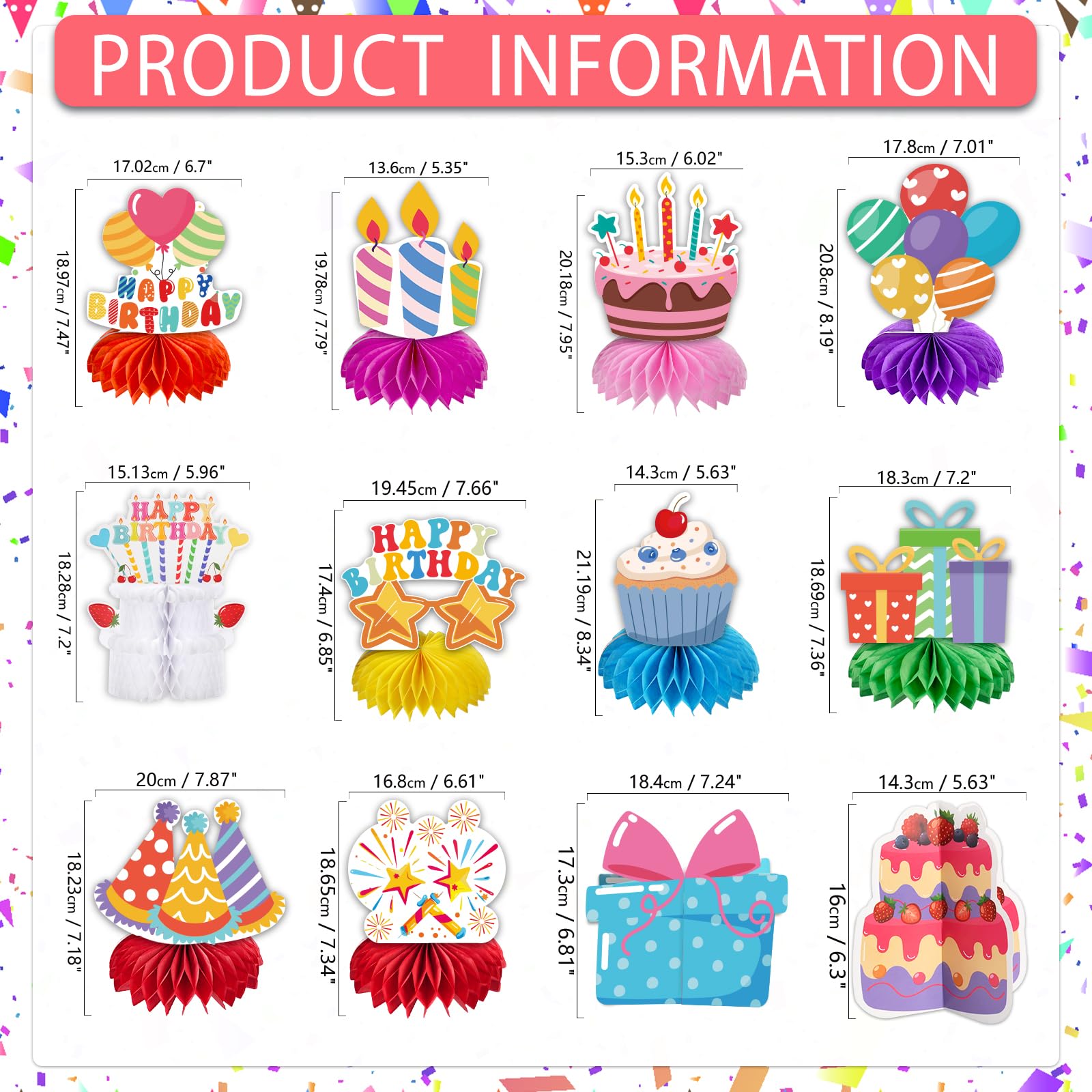 Kockuu Happy Birthday glasses honeycomb centerpiece adds whimsy