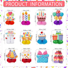 Kockuu Happy Birthday glasses honeycomb centerpiece adds whimsy