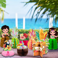 Kockuu standing tropical card pairs with centerpieces for display