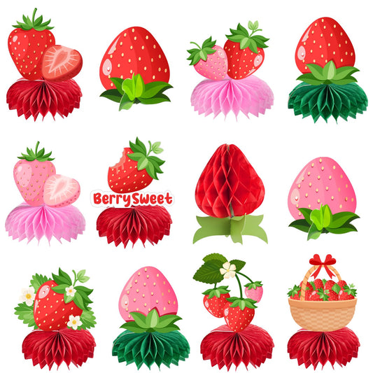 Kockuu sweet strawberry honeycomb centerpiece design 01 adds festive flair to spring tables.