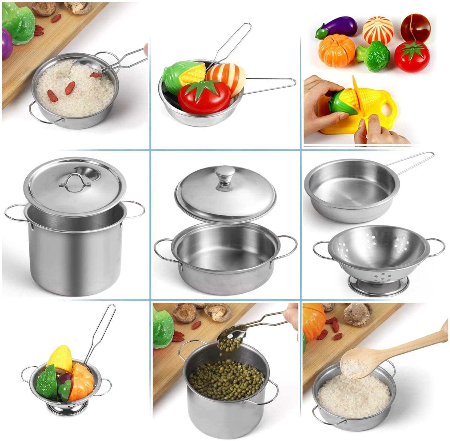 KODATEK durable kitchen playset with stainless steel pieces for authentic meals.