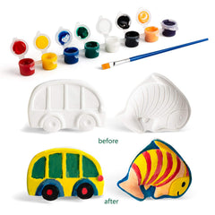 KODATEK paint brushes and palette included for easy kid-friendly painting.