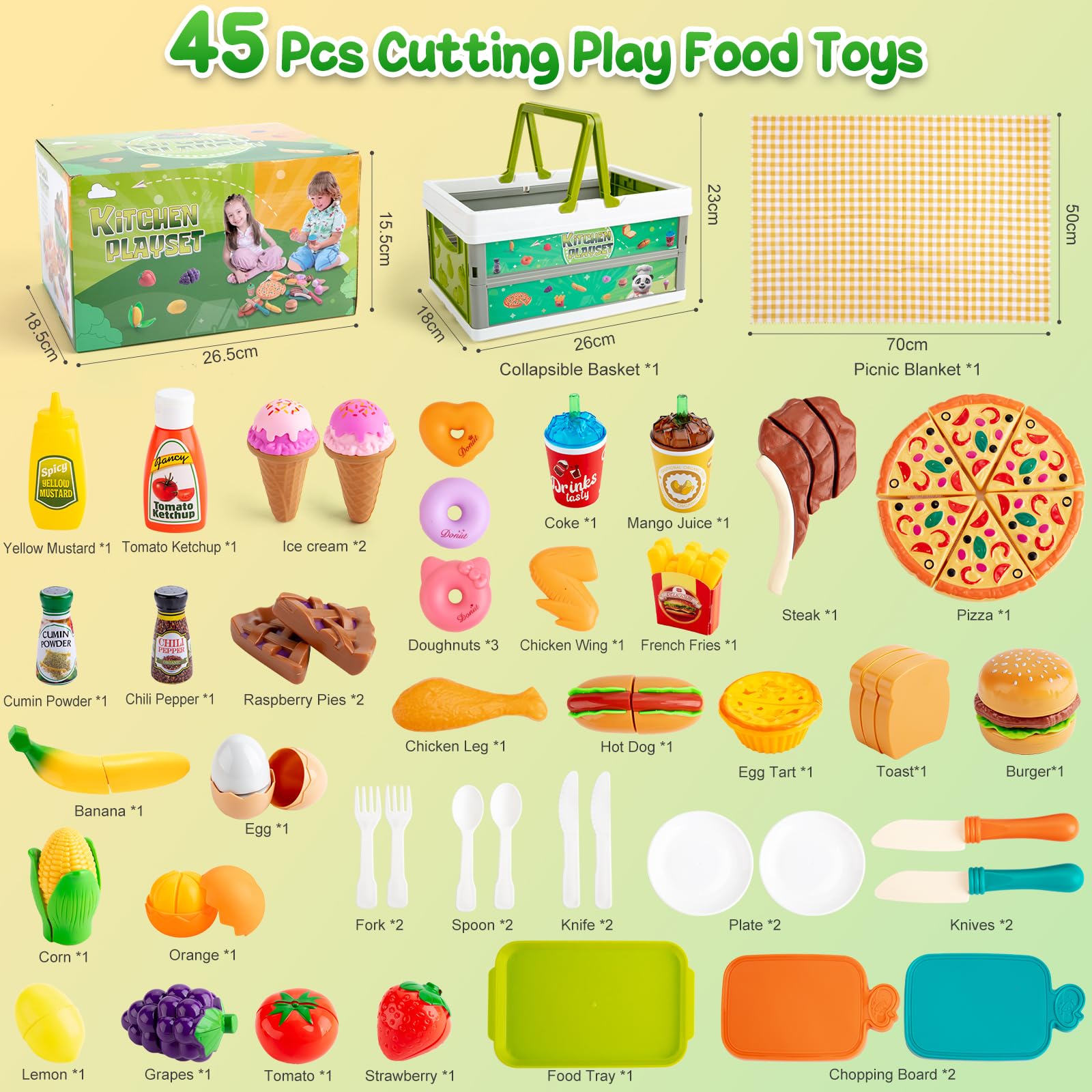 Kodatek utensils with knife-safe design support safe pretend cutting.
