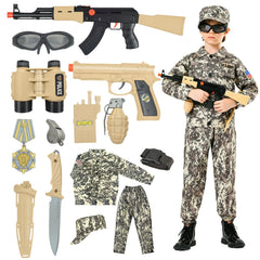 Kodvinp Army costume front view ideal for imaginative play and quick dressing.