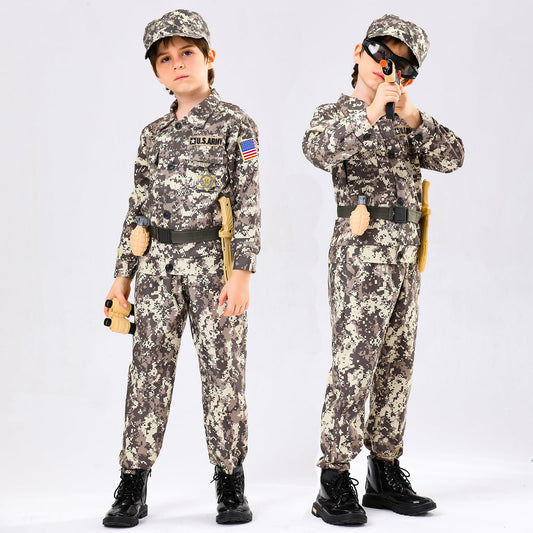 Kodvinp Army Costume shirt-camo close-up showing durable fabric.