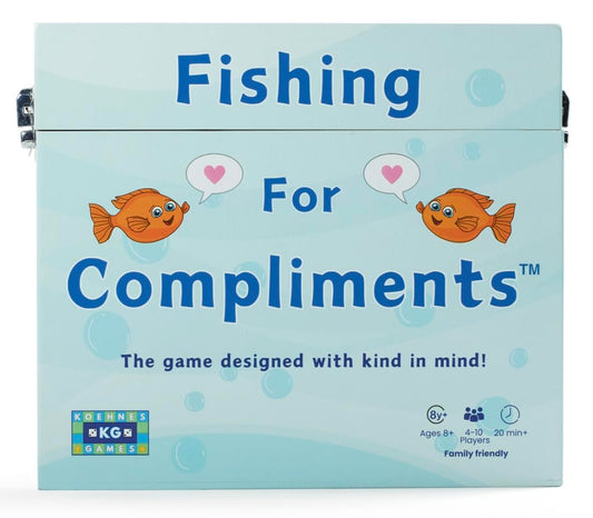 Koehne's Games fishing-rod-magnetic in use for quick, engaging compliment catches.
