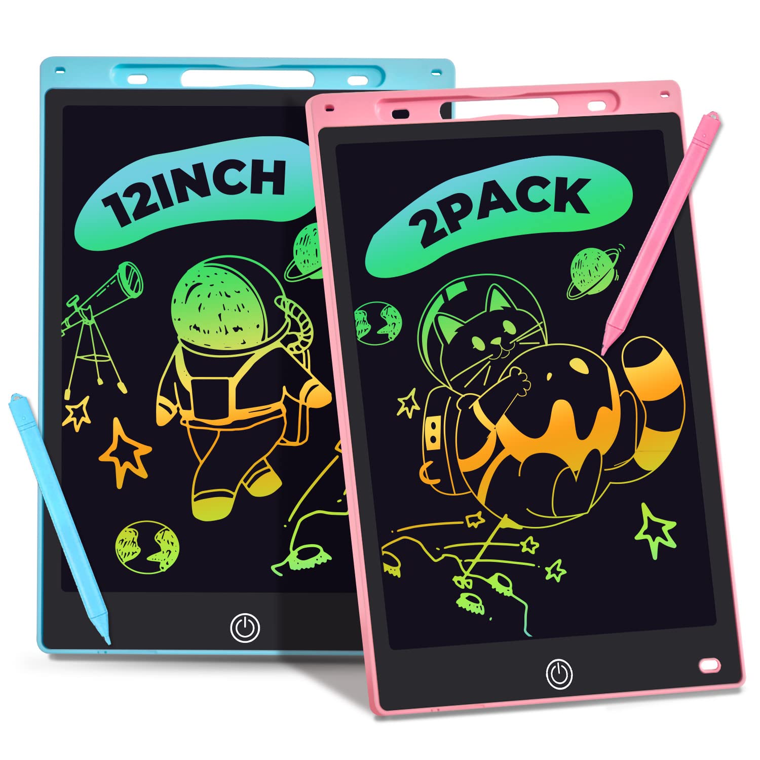 Kogabanny 12-inch LCD writing tablet pink and blue two-pack for mess-free drawing