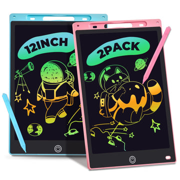 Kogabanny 12-inch LCD writing tablet pink and blue two-pack for mess-free drawing