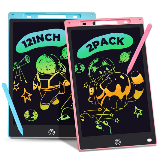 Kogabanny 12-inch LCD writing tablet pink and blue two-pack for mess-free drawing