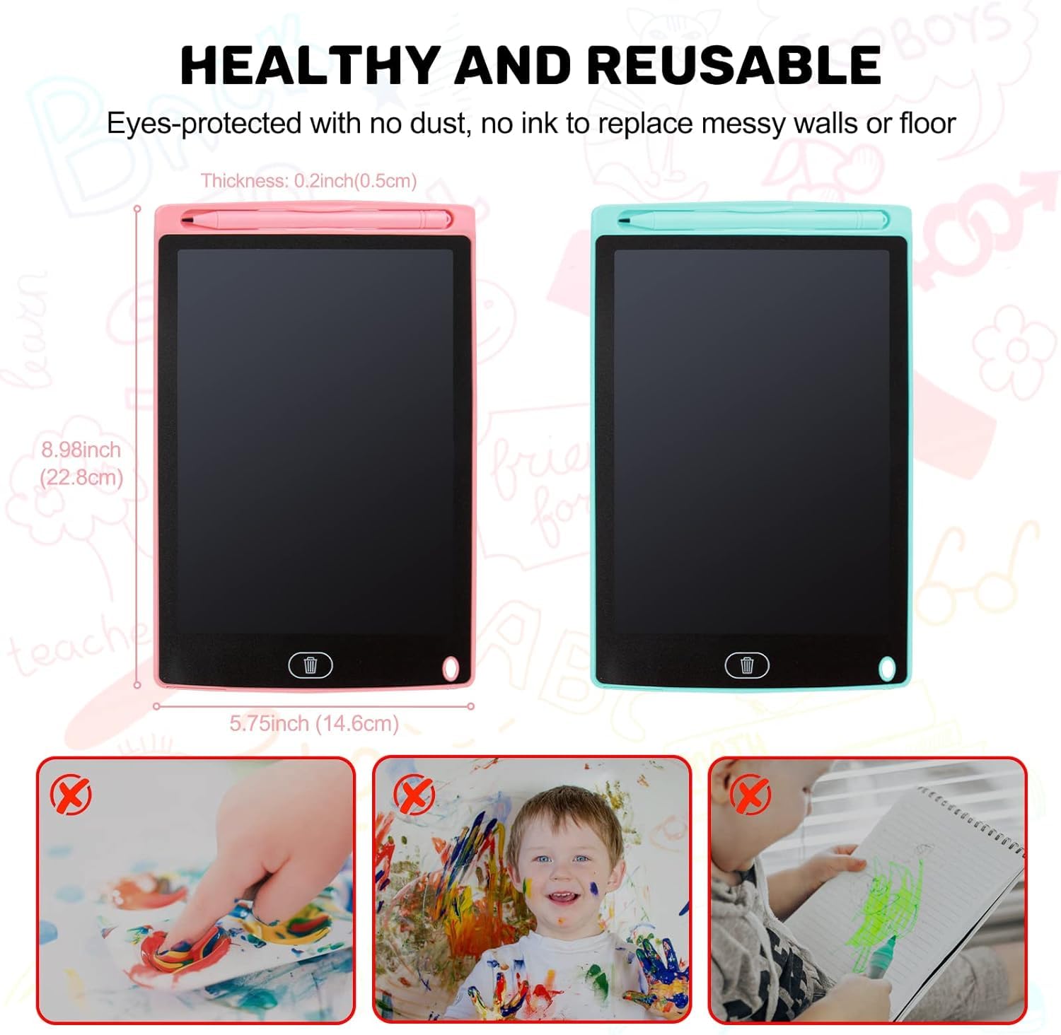 kogabanny long-lasting battery LCD tablet for extended travel sessions