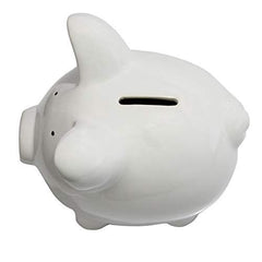 KOHIENWO white ceramic piggy bank with crisp coin sound for kids.