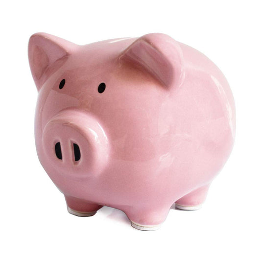 KOHIENWO pink piggy bank front view ideal for teaching kids to save