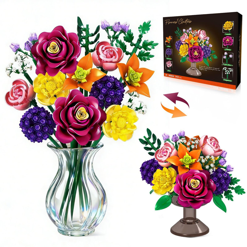 KOJAYHOL Valentine bouquet building block in tall vase creates a dramatic centerpiece.