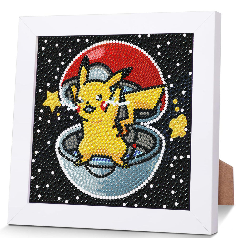KOJEFCV cartoon diamond art kit with frame helps kids create ready-to-display art