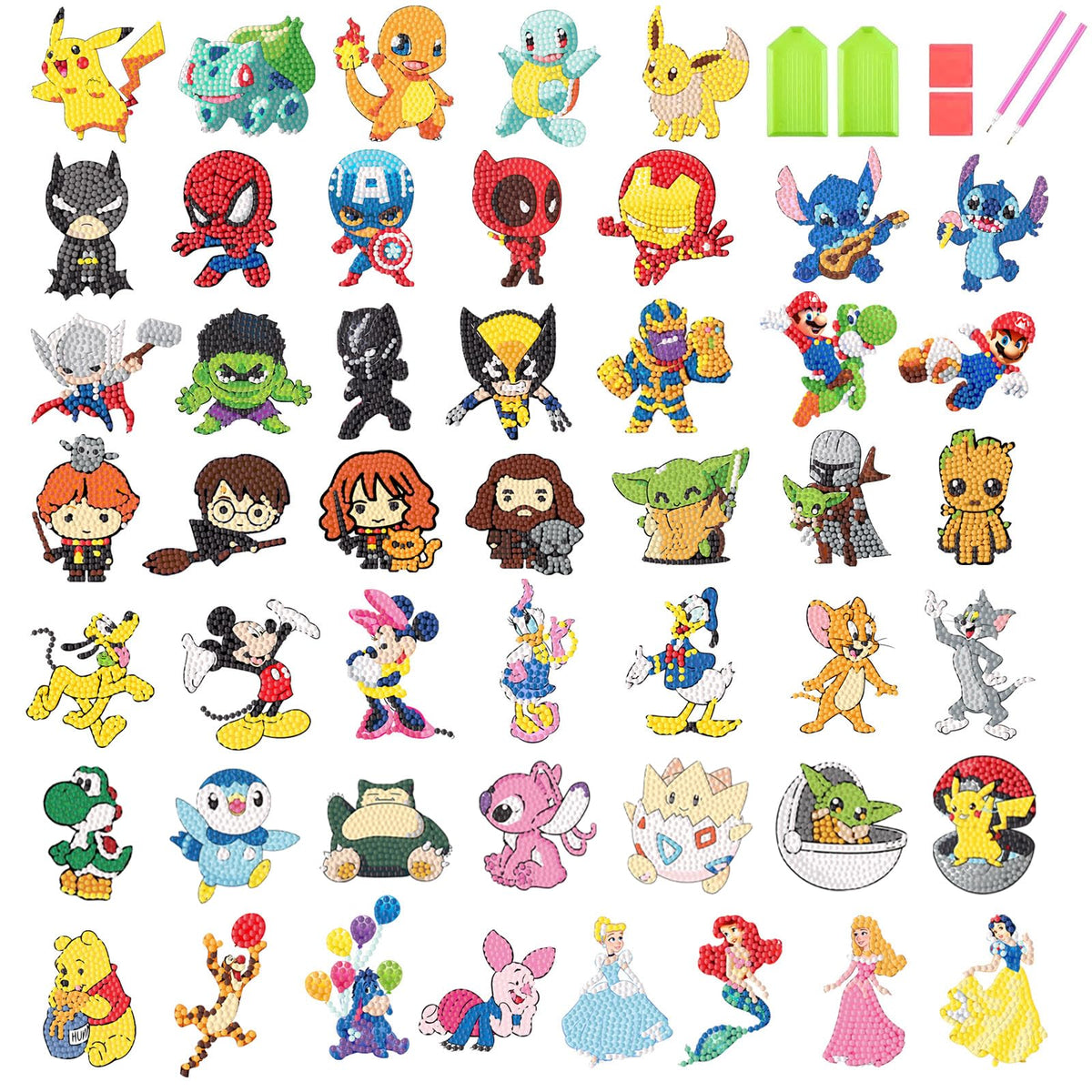 KOJEFCV cartoon diamond art stickers collection with playful designs for crafty kids