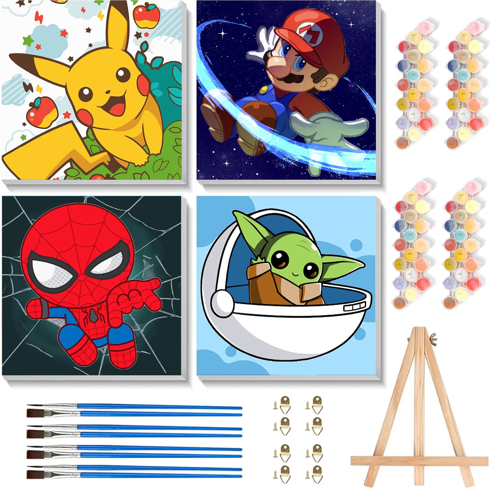 KOJEFCV cartoon paint by numbers frame and easel boosts kids' creativity at home.