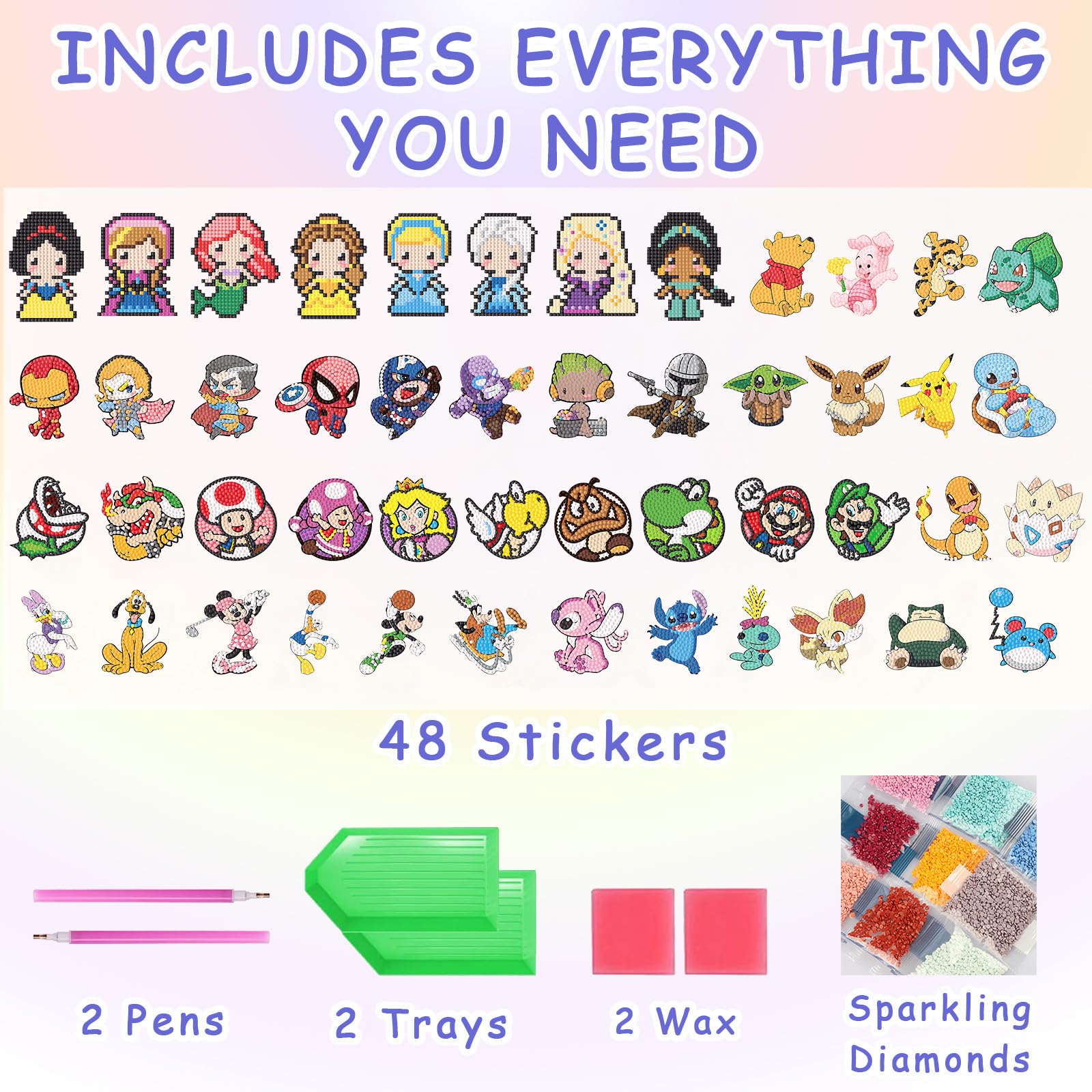 KOJEFCV diamond gem stickers collection promotes fine motor skills through precise placement