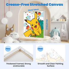 KOJEFCV kids painting with frame closeup, vibrant acrylic colors for lasting artwork.