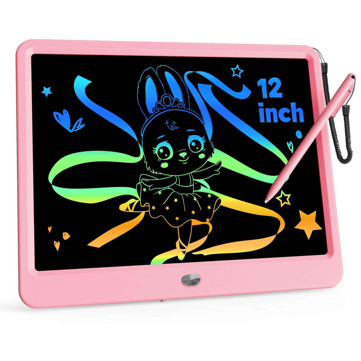 KOKODI 12-inch LCD writing tablet with anti-lost stylus for mess-free creativity.