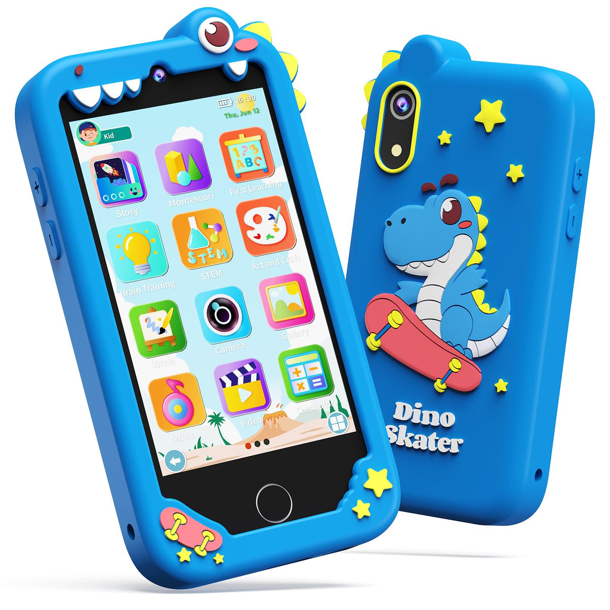 KOKODI 4-inch kids phone with dinosaur design for imaginative play and learning