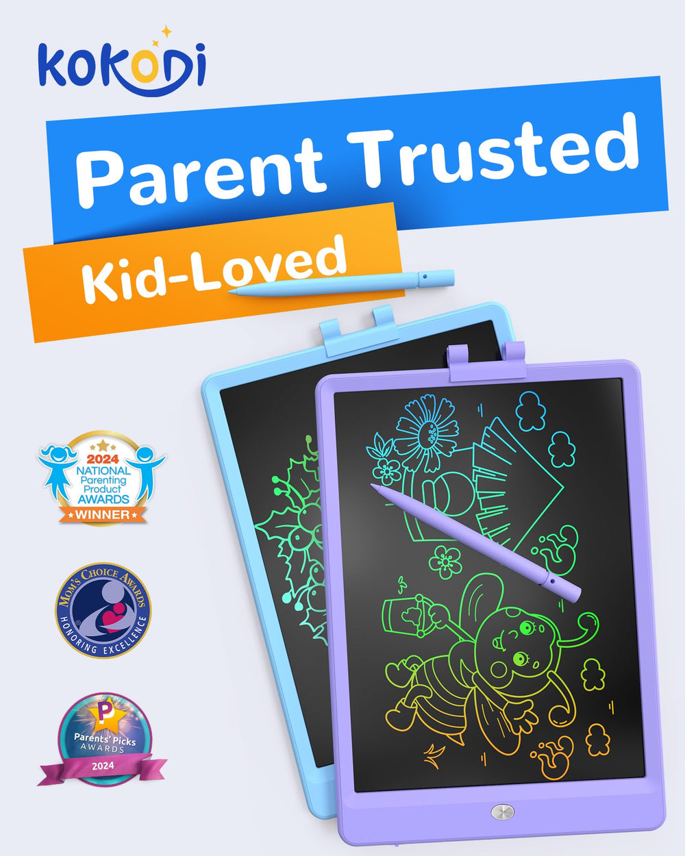 KOKODI color doodle board shows vivid lines to spark creativity.