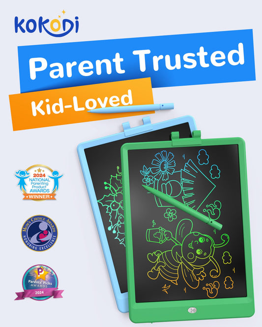 KOKODI doodle board closeup color lines shows vibrant creativity for kids