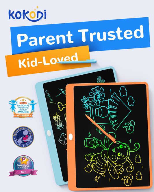 KOKODI doodle board with erase button for quick reset of drawings