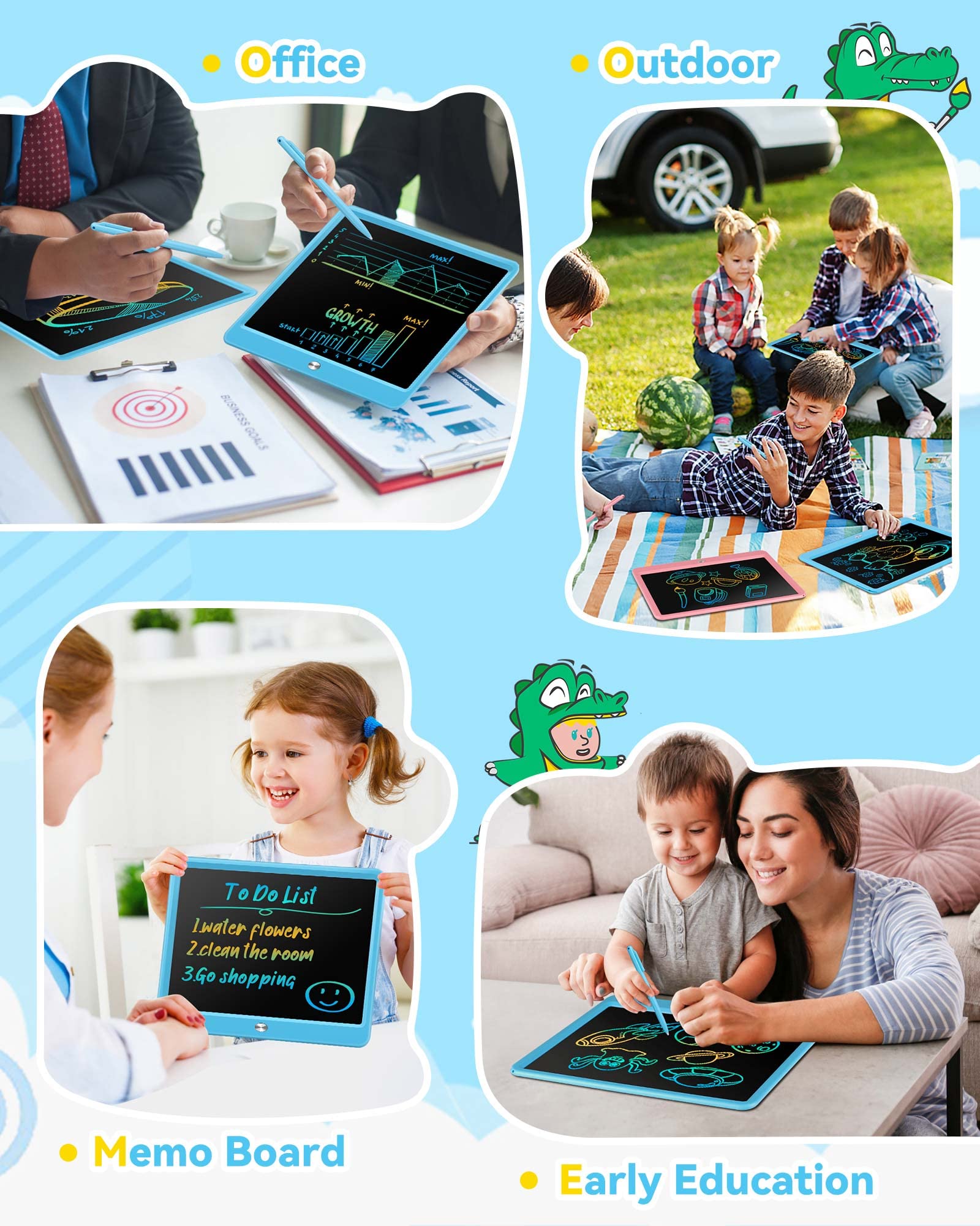 KOKODI eye-friendly doodling option reduces wall mess during play.