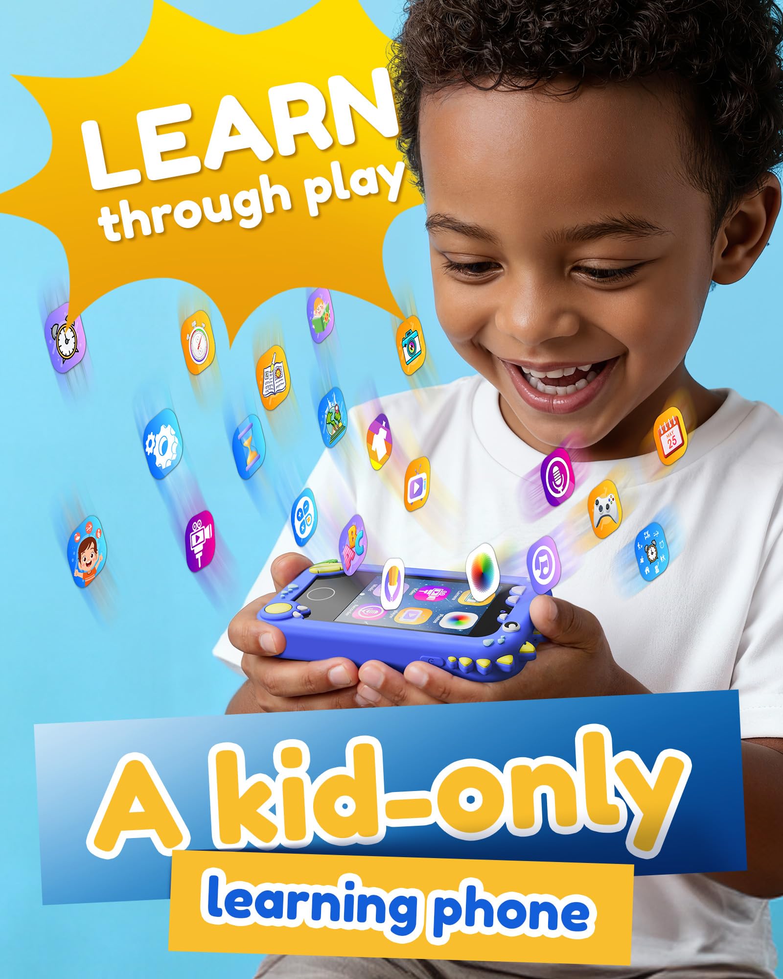 KOKODI Kids Phone Blue Dinosaur camera feature helps kids capture memories