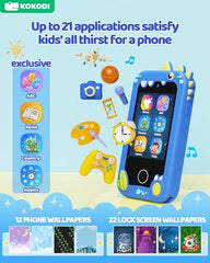 KOKODI Kids Phone Blue Dinosaur preloaded puzzle games energize learning