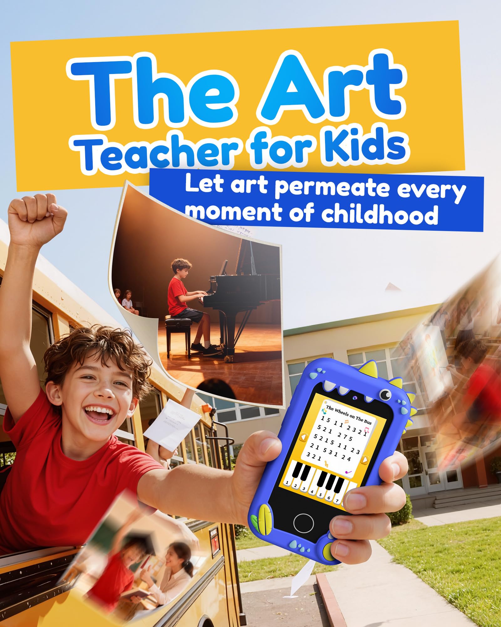 KOKODI Kids Phone Blue Dinosaur travel-friendly design supports learning on the go