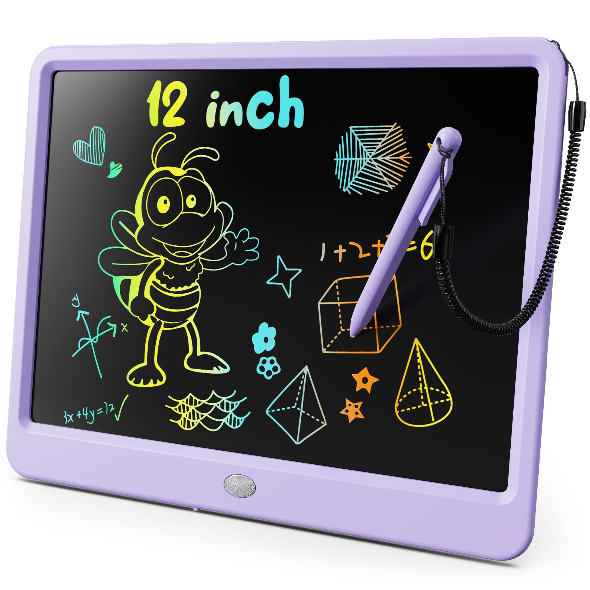 KOKODI LCD Writing Tablet 12-inch purple front view for colorful doodles.