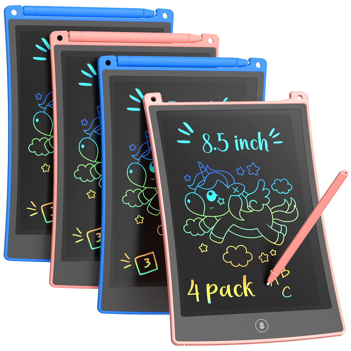 KOKODI 8.5-inch LCD writing tablet in blue and pink for mess-free doodling