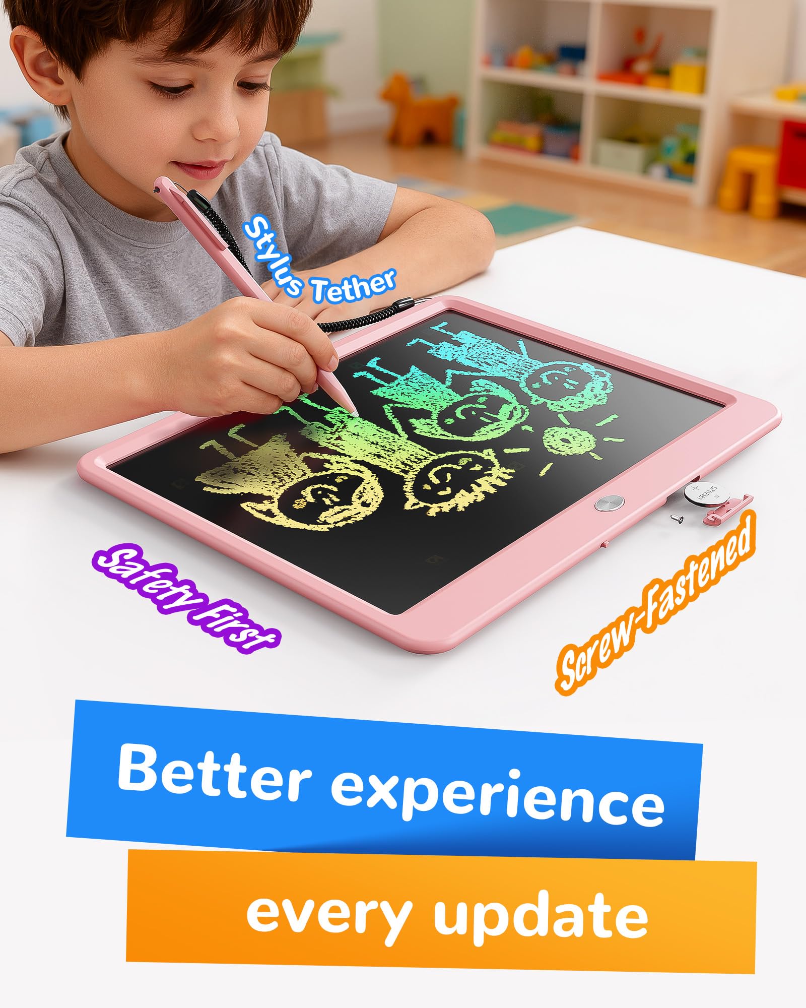 KOKODI 12-inch color screen shows vibrant lines for practice