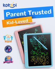 KOKODI LCD Writing Tablet erase button lets kids clear drawings instantly.