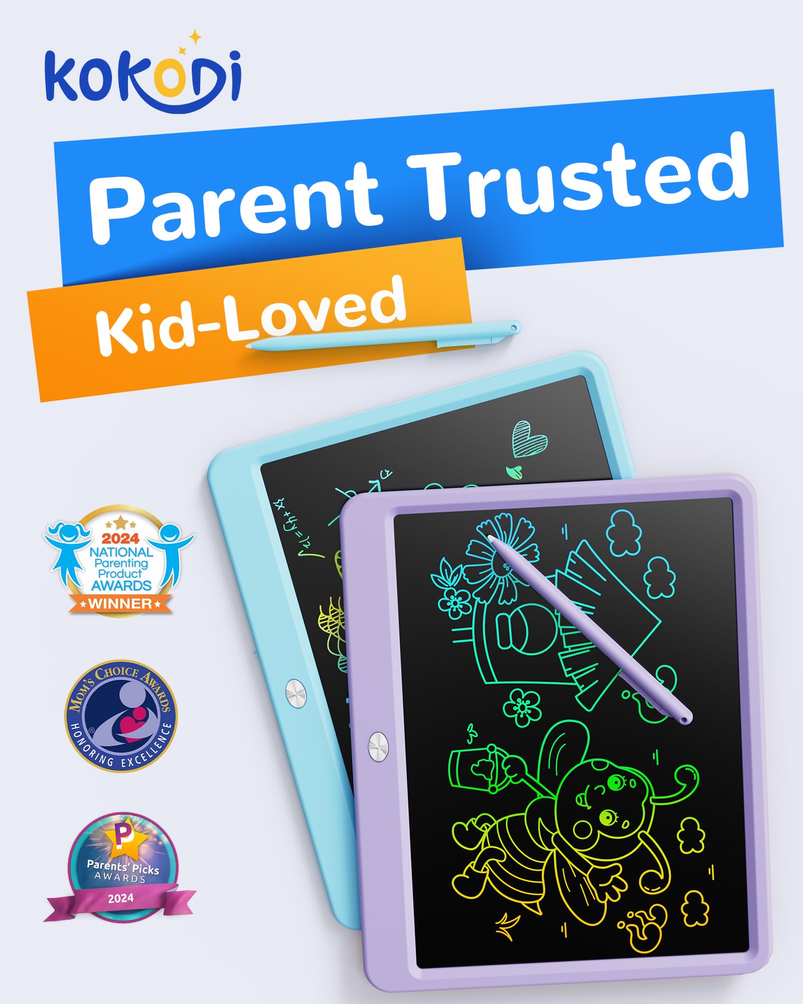 KOKODI stylus draws smooth lines on the 12-inch color LCD screen.