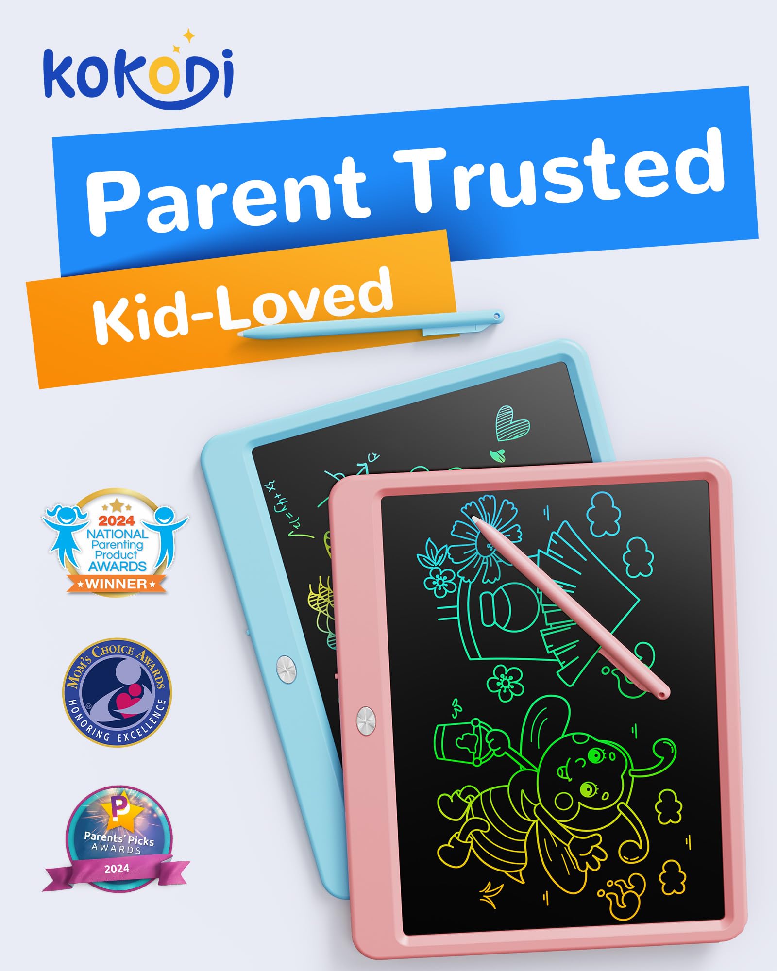 KOKODI pink doodle board with travel-friendly case