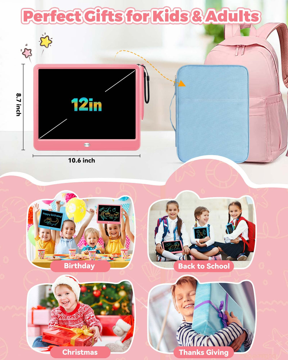 KOKODI pink doodle board invites kids to explore creativity.