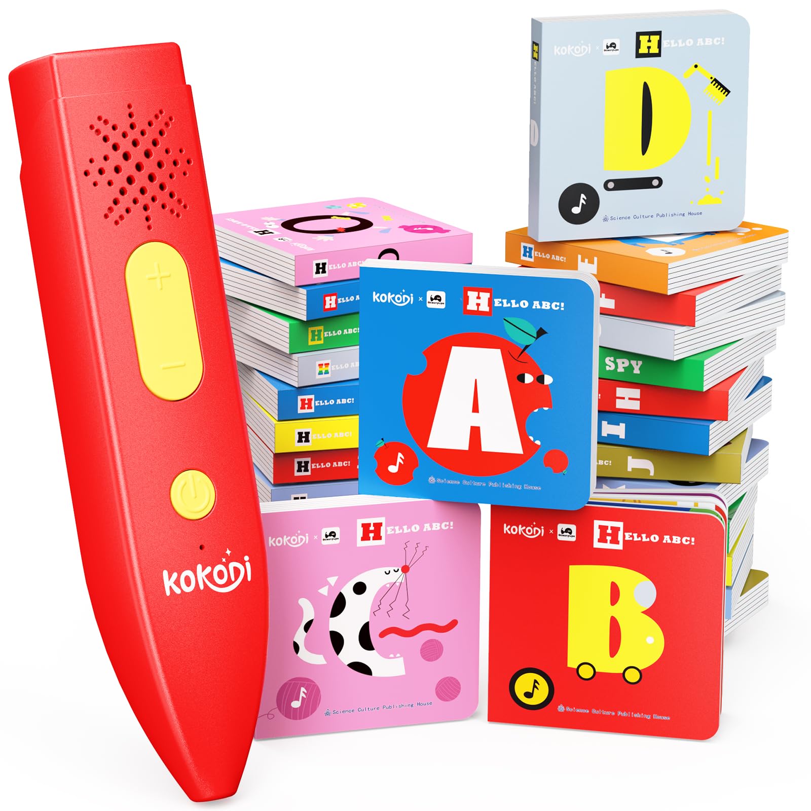 KOKODI Talking Pen with 30 mini board books, inviting cover for early literacy exploration