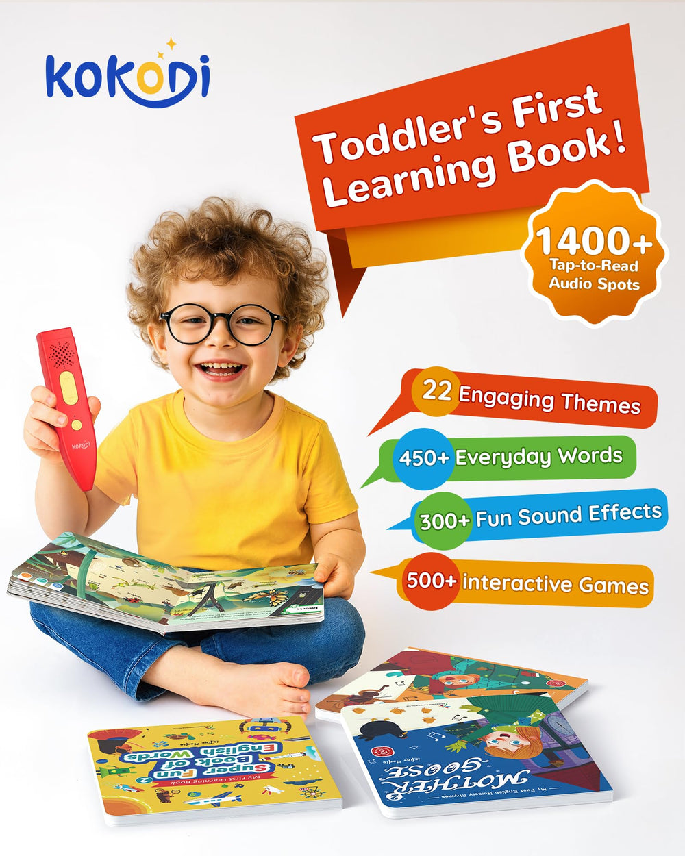 KOKODI vocabulary book pages connect words and sounds for speech development.