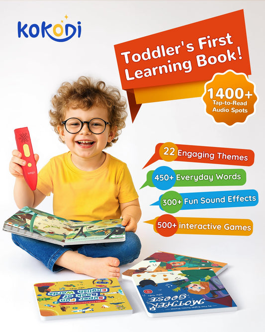 KOKODI vocabulary book pages connect words and sounds for speech development.