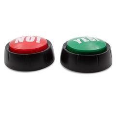 Kole Talking Yes & No Buzzer Buttons close-up with red and green buttons.