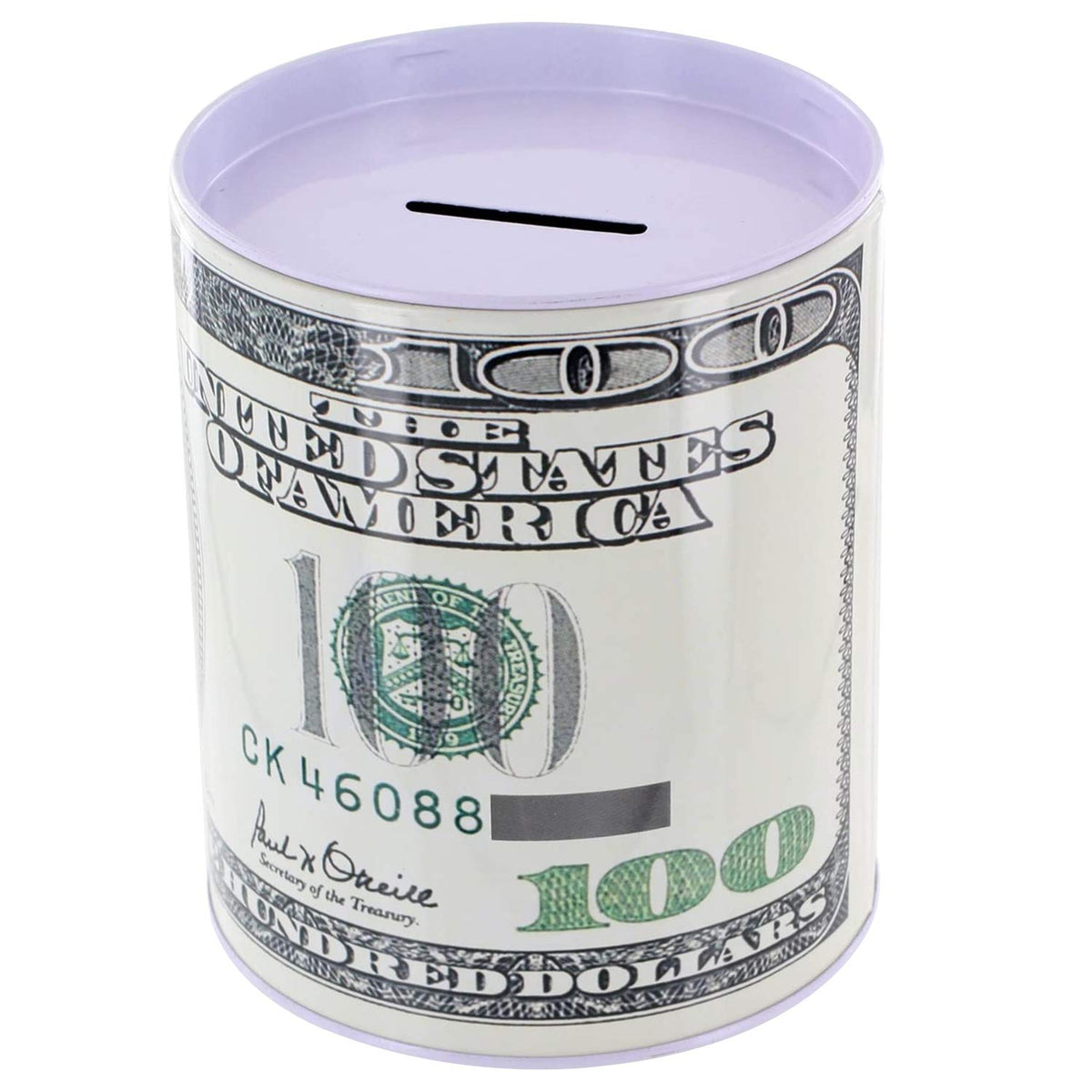 Kole Imports metal money bank with top slot; ideal for display and saving.