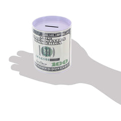 Kole Imports money bank close-up shows the $100 bill replica.