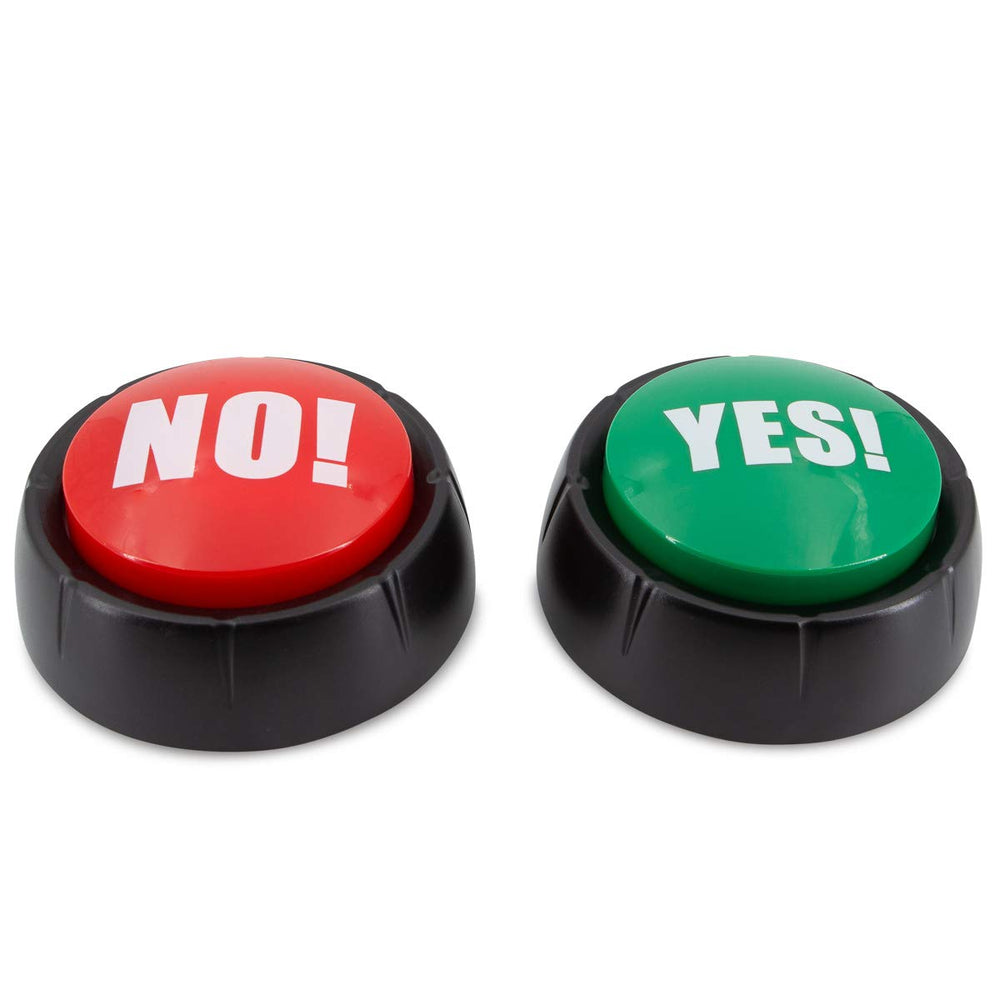Kole Talking Yes & No Buzzer Buttons side view on a desk.