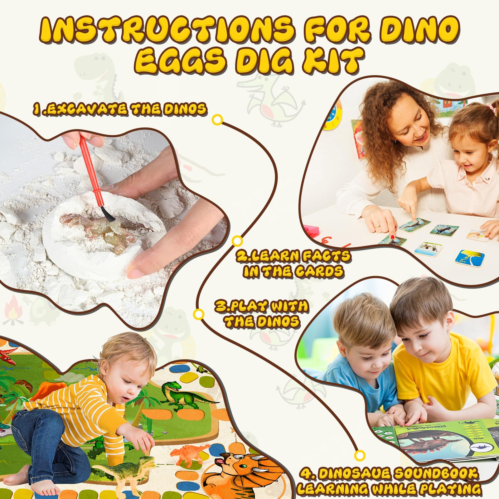 Kolegend Dino Eggs Dig Kit realistic eggs sparks authentic pretend paleontology.
