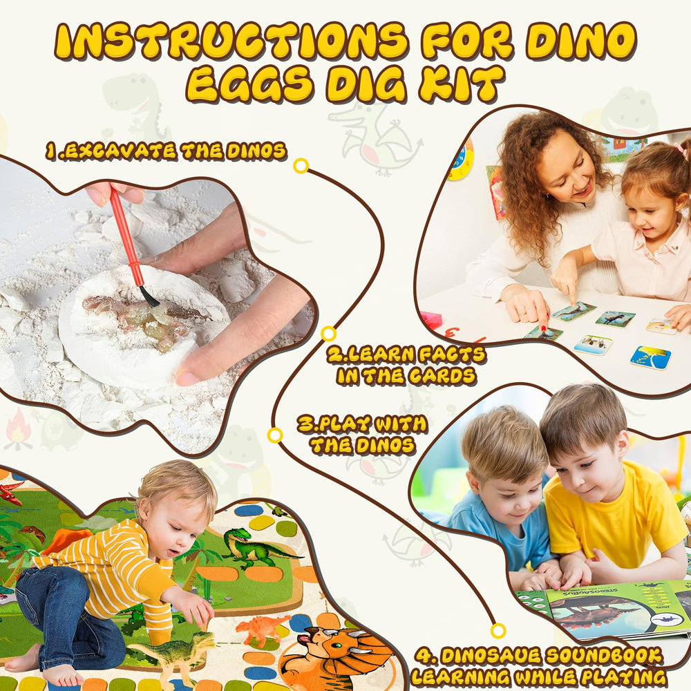 Kolegend Dino Eggs Dig Kit realistic eggs sparks authentic pretend paleontology.