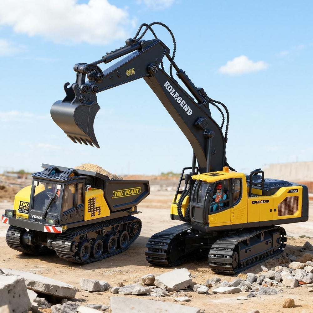kolegend rc excavator toy joystick controller highlights easy-to-use controls and responsive performance.