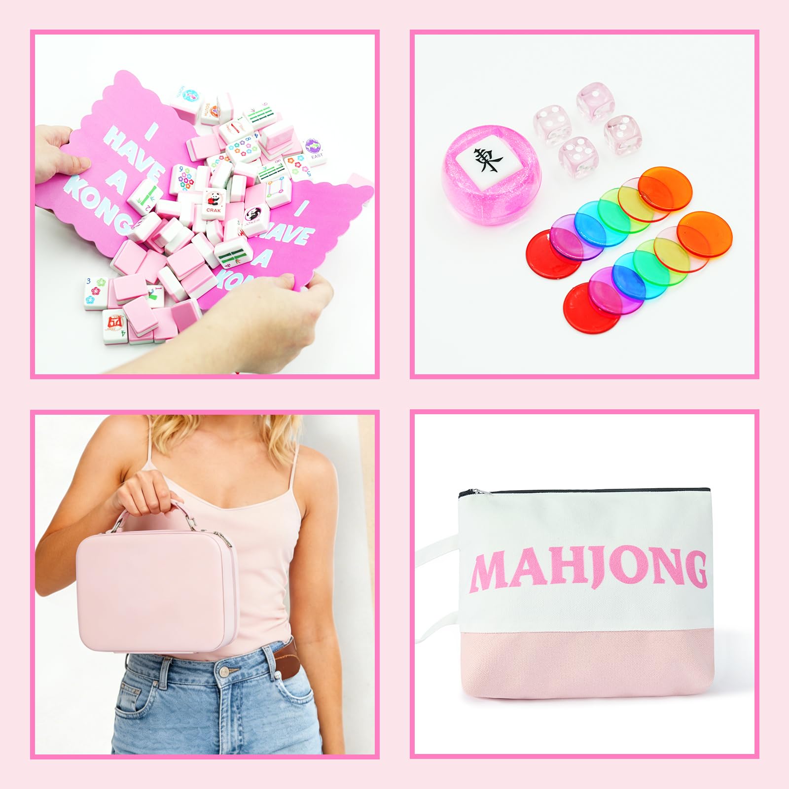 KOLIN pink-back design tiles ideal for stylish home mahjong sessions